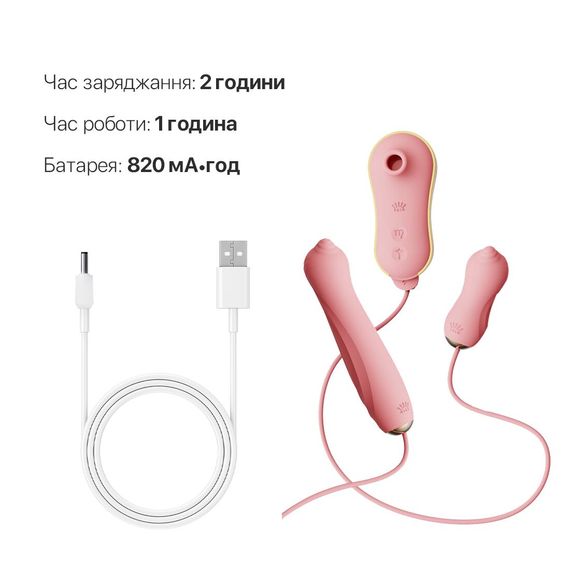 Набір 3в1 Zalo – UNICORN Set Pink, віброяйце, пульсатор, вакуумний стимулятор | Зображення 5