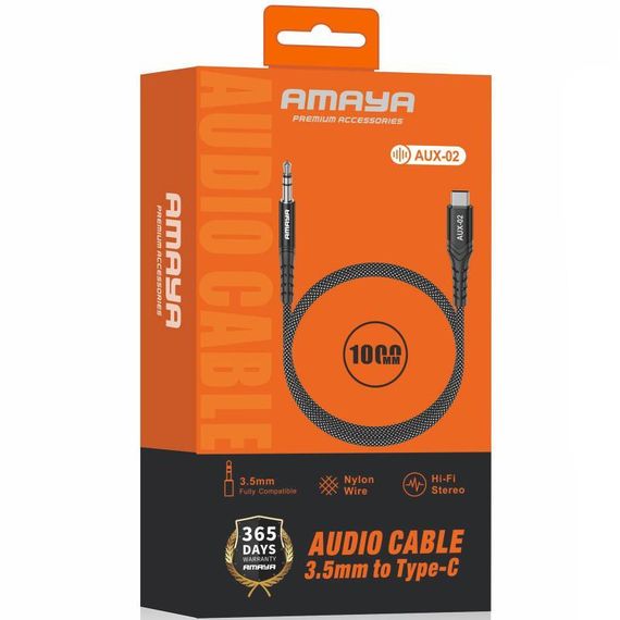 Аудіо кабель Aux Amaya AUX-02 (Type-C to AUX 3.5mm) (1m) Black | Зображення 1