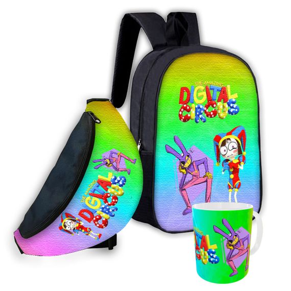 Набор детский цифровой цирк рюкзак 36х27см сумка-бананка,кружка с принтом для мальчика (01616)