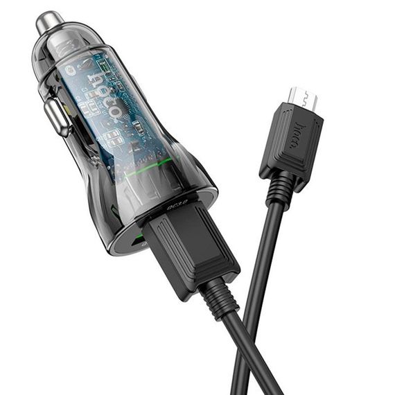Набір АЗУ 12-24V HOCO Z47 кабель Micro, 2xUSB 3.0, 2.4A, кабель 1м, Black, Box | Зображення 1