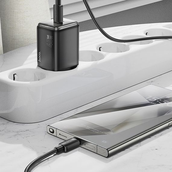 МЗП Hoco N54 Monsoon PD45W (1USB-C) + кабель Type-C to Type-C Black | Зображення 3