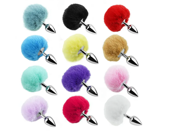 Анальна пробка із хвостом EGZO - Bunny Tail Silver Plug Black, size S Sex Aura | Зображення 2