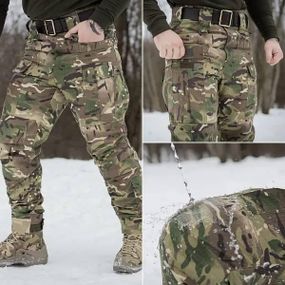 Штани водовідштовхувальні 13 кишень зимові тактичні на флісі Apex мультикам