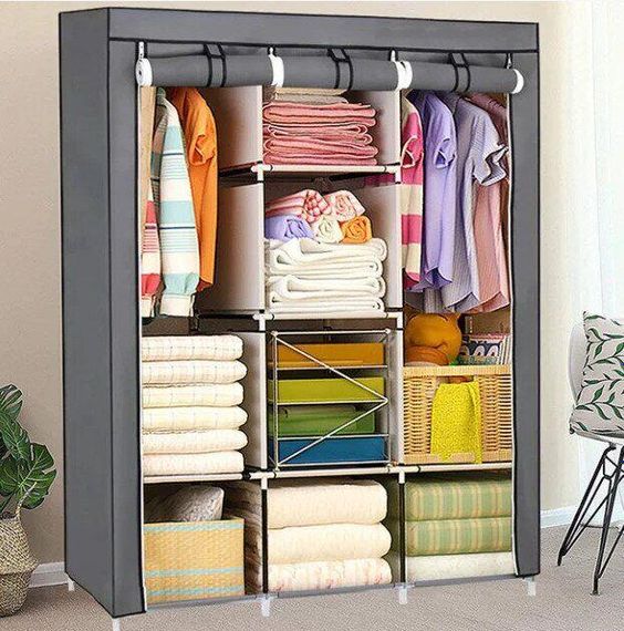 Складана каркасна тканинна шафа Storage Wardrobe 88130, шафа на три секції 130*45*175 | Зображення 2