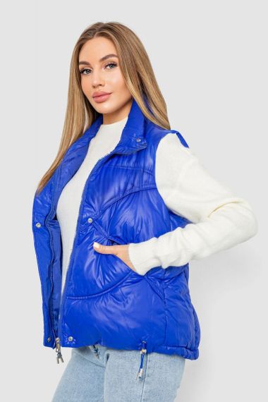 Жилетка женская однотонная, цвет электрик, 244R915 | Зображення 2