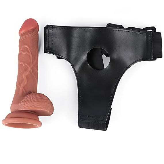 Реалистичный страпон WeLove с мошонкой и присоской  мягкий силикон 18 см | Зображення 5