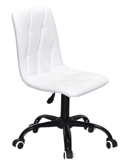 Стілець з м'яким сидінням на чорній хрестовині Ø 570 мм з колесами Melvin (Fred) BK-Office екошкіра кольору білий | Зображення 3