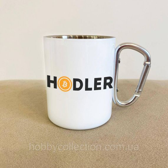 Кружка металева з карабіном "HODLER" 300 мл Біла | Зображення 1