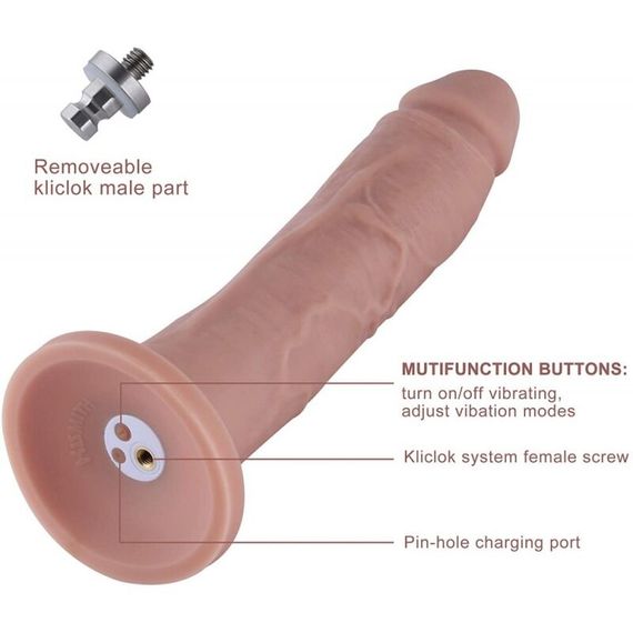 Фалоімітатор 10.2″ з вібрацією для секс-машин Hismith Silicone Dildo with Vibe, KlicLok, пульт ДК | Зображення 1