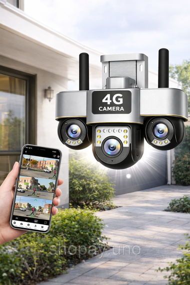 Уличная 4G камера видеонаблюдения 15MP, 3 объектива / Поворотная камера наблюдения / Smart Net Camera SC28 V380 PRO