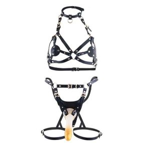 Сбруя зі страпоном LOCKINK SEVANDA Queen Sheba Set with Golden Dildo sexstyle