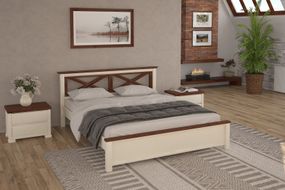 Двуспальная кровать iSmart Прованс Н Айвори + Орех лесной 140х190 см (DDMBG-1573)