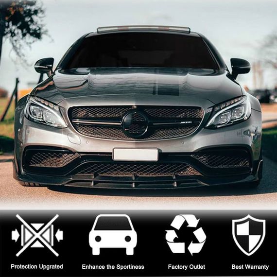 Накладка на передній бампер Lip V2 (для купе/кабріолет C63 AMG 2015-2019, Карбон) для Mercedes C-сlass W205 рр | Зображення 2
