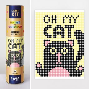 Картина по номерам стикерами в тубусе "Кот" 1200 стикеров 1807, 33х48 см