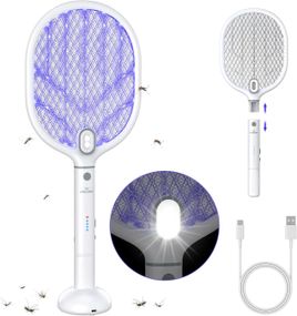 Электрическая мухобойка аккумуляторная для уничтожения насекомых мух комаров 4000 В с LED-подсветкой 1800 мАч