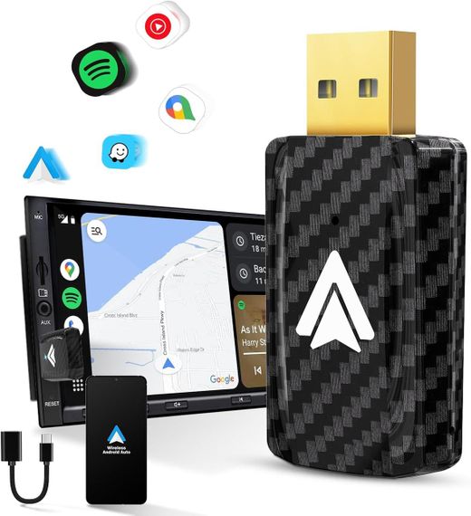 Бездротовий адаптер Android Auto для авто з 2017 року, перехідник з дротового Android Auto USB-A, USB-C, донгл для перетворення