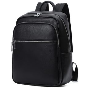 Чоловічий шкіряний рюкзак для поїздок і прогулянок чорний Tiding Bag 75362