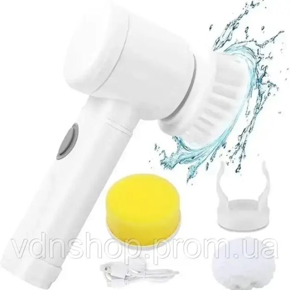 Щітка з ручкою акумуляторна для миття посуду з насадками губками W-50 | Зображення 2
