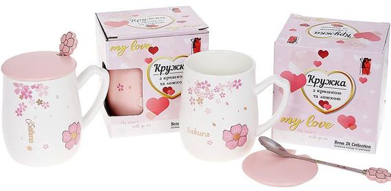 Порцелянова кружка з кришкою Sakura branch | Зображення 1