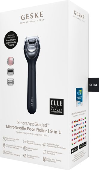 Електронний ролер для обличчя з мікроголками GESKE MicroNeedle Face Roller 9в1 black | Зображення 7