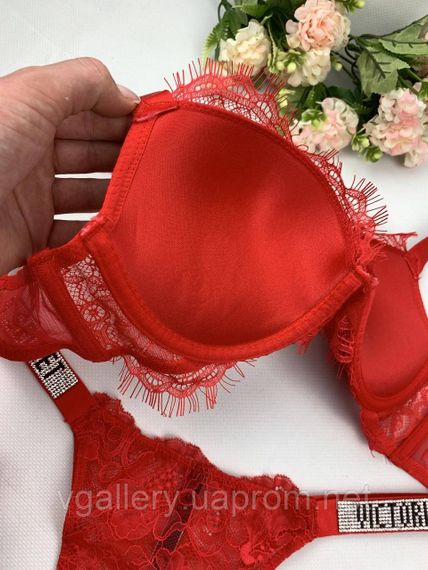 Комплект Вікторія Сікрет з мереживом і стразами, Бюстгальтер Пуш-Ап, Мереживний Комплект Victoria's Secret | Зображення 2