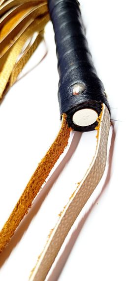 Флогер комбинированный с кожаной ручкой по 31 хвосту длинной 36 см Бронза sexstyle | Зображення 1