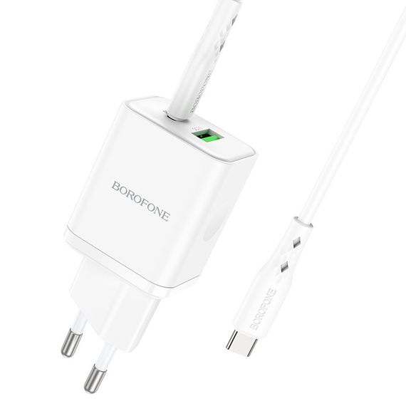 МЗП Borofone BN7 PD20W+QC3.0 (1USB-A/1C) + кабель Type-C to Type-C White | Зображення 4