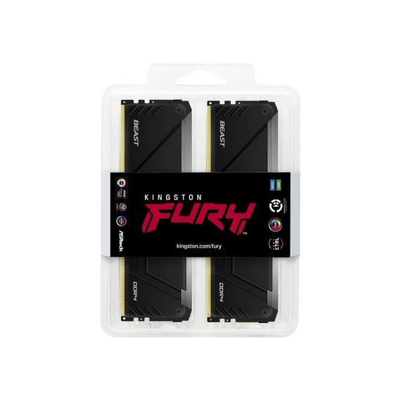 Модуль пам&#039;яті для комп&#039;ютера DDR4 64GB (2x32GB) 3200 MHz Beast RGB Black Kingston Fury (ex.HyperX) (KF432C16BB2AK2/64) | Зображення 2