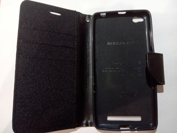 Чохол-книжка Goospery з тканини для Xiaomi Redmi 3 чорний | Зображення 2