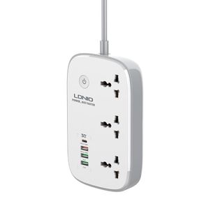Подовжувач мережевий Ldnio SCW3451, 3USB, Type-C, 3 розетки, QC, Wi-Fi, 2 м, білий