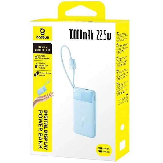 Портативное ЗУ Power Bank Baseus EnerFill FC11 PD22.5W with cable 10000 mAh (E0027R) Galaxy Blue | Зображення 2