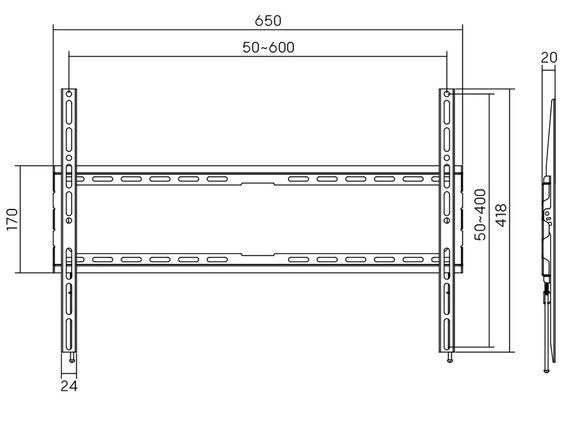 Кронштейн для ТВ AGN AGN80-460F фіксований/37"-80"/45 кг/max.VESA 600x400/Black | Зображення 4