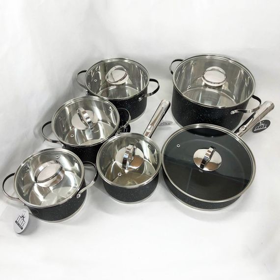 Набір посуду 12 предметів ASTRA A-2512, набір посуду для електричних плит, збірний набір каструль | Зображення 1