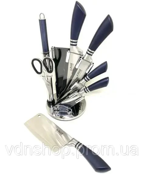 Набор кухонных ножей на крутящейся подставке A-Plus KF-1004 (8 предметов) | Зображення 1