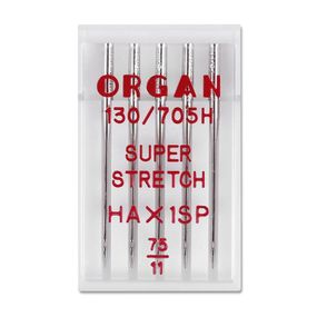 Иглы швейные для cтрейча, лайкры ORGAN SUPER STRETCH №75 пластиковый бокс 5 штук для бытовых швейных машин