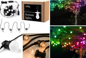 Гірлянда Smart LED Twinkly Festoon RGB 20, G45, Gen II, IP44, 10м, кабель чорний (TWF020STP-BEU)