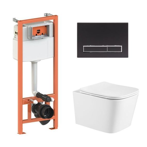 Готове рішення Qtap для ванної кімнати: підвісний унітаз Crow Ultra Quiet 490x360x290 + комплект інсталяції Nest 4 в 1 (лінійна