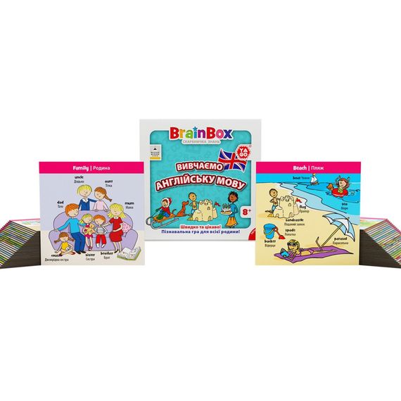 Карточная игра Brainbox "Изучаем английский язык" Yago BZZBRLLE01UA 55 карточек | Зображення 4