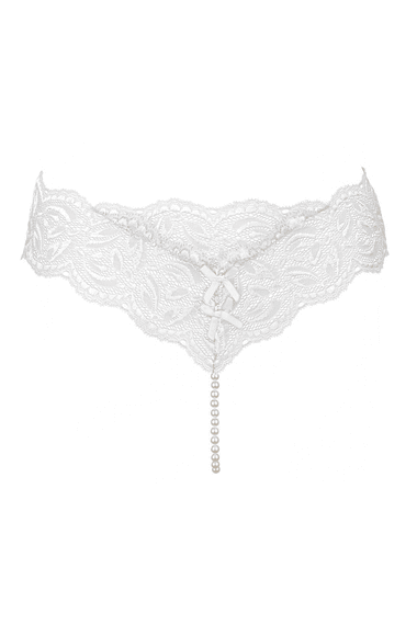 Сексуальні мереживні стрінги з перлами Bracli Classic Pearl Paris, Білий, Весільна білизна, M, M
