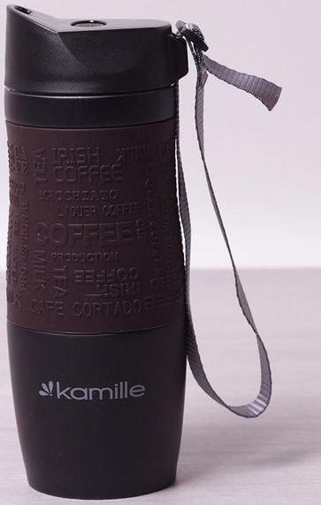 Термокружка Kamille Coffee 380мл з ремінцем, нержавіюча сталь | Зображення 2