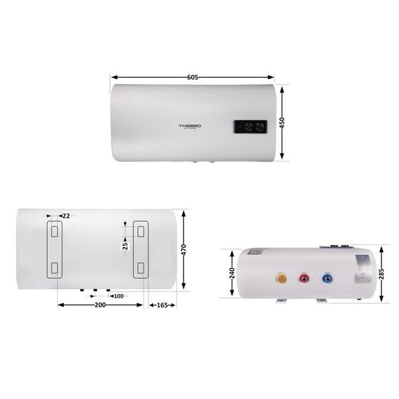 Водонагреватель электрический Thermo Alliance 30 л плоский горизонтальный, мокрый ТЭН 2 кВт (0,8+1,2) DT30H20G(PD) | Зображення 1