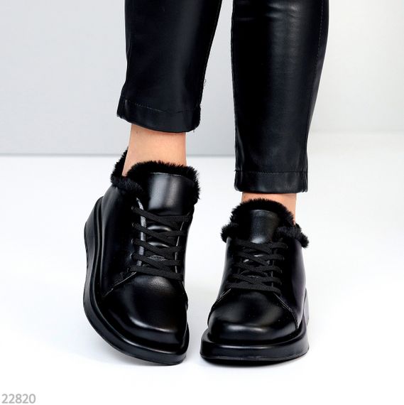 Мега стильні теплі чорні туфлі автоледі натуральна шкіра колір на вибір | Зображення 3