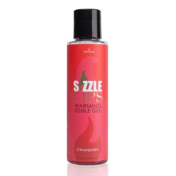 Зігрівальний масажний гель Sensuva Sizzle Lips Strawberry (125 мл), без цукру, їстівний sexstyle