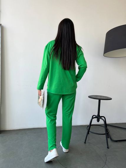 Женский костюм тройка рубашка+футболка+брюки трикотажный NB23007 размер 46/48 цвет зеленый | Зображення 6