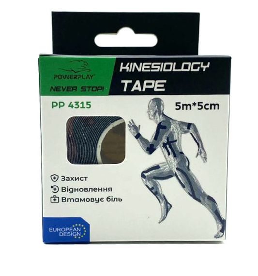 Кінезіологічний тейп PowerPlay 4315 Чорний 5cм*5м | Зображення 3