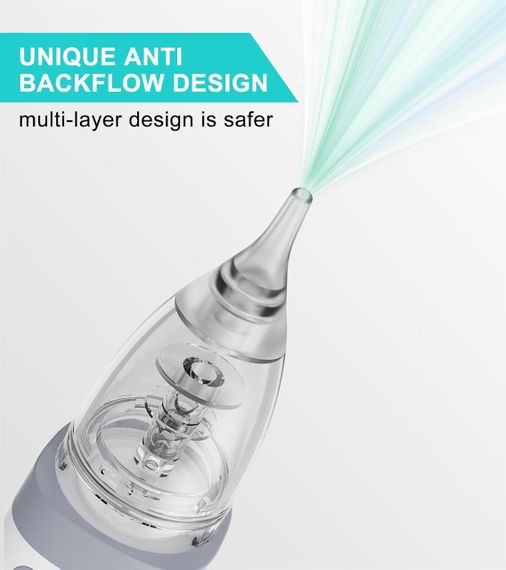 Електричний дитячий носовий пилосос — аспіратор із 3 рівнями потужності та 3 м’якими насадками | Зображення 4