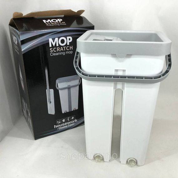 Швабра большая с ведром комплект Scratch Cleaning Easy Mop с автоматическим отжимом и складной ручкой | Зображення 1
