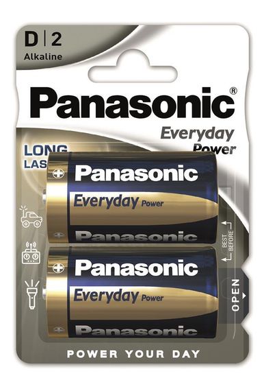 Батарейка Panasonic EVERYDAY POWER щелочная D(LR20) блистер, 2 шт. (LR20REE/2B)
