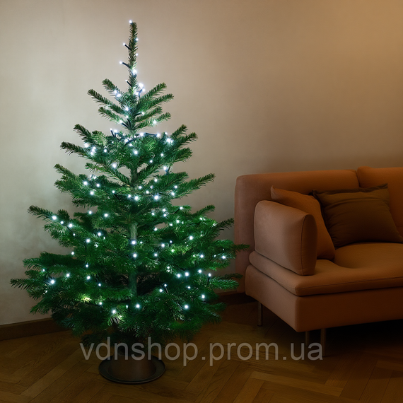 Новогодняя гирлянда комнатная нить 10 м 120 LED черный провод Белый W120LED10MBW | Зображення 6