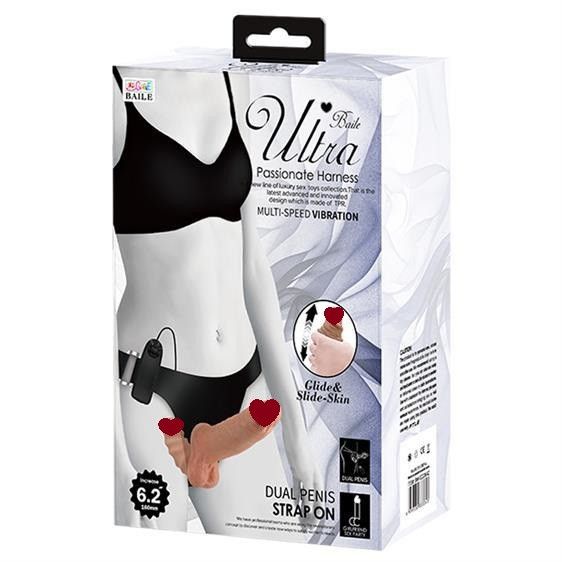 Страпон - Ultra Vibrating Dual Penis Strap On 6.2" Sex Aura